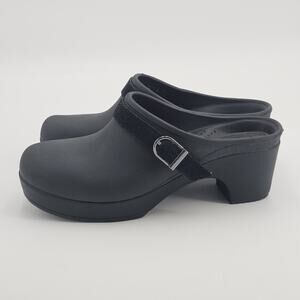 Crocs Black 'Sarah' High Heel Mule Clogs Slip On Shoes - Size 7